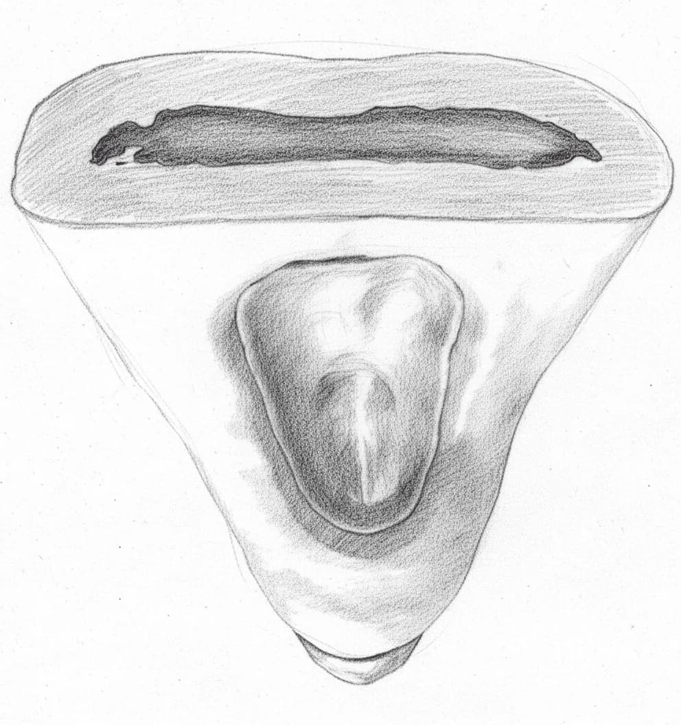 Mandibular Central Incisor - Axial View showing oval access cavity